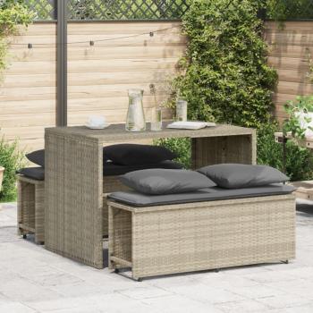 Set Comedor de Jardín 3 Pzas Cojines Ratán Sintético Gris Claro