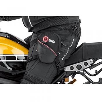 QBag Bolsa para Motos Bolsa/Funda/Estuche Bolsa de Pierna, Bolsa de cinturón, Bolsa Trasera, Bolsa de depósito, Incl. Bolsa Interior Impermeable, Negra, Espacio de Almacenamiento de 1 litro
