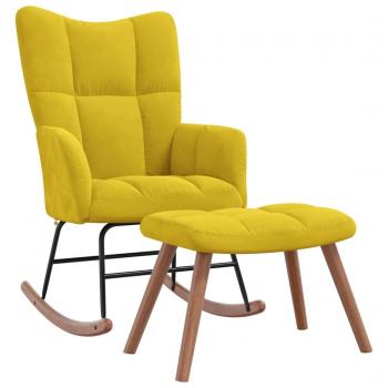 Mustard Yellow Velvet Rocking Chair with Ottoman