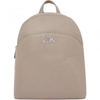 Calvin Klein Re-Lock Dome Monogram Backpack - Beige PU
