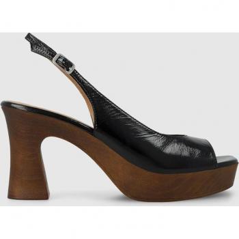 Lodi - Sandalias de tacón en piel brillante con bloque efecto madera