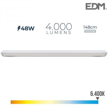 Regleta Estanca LED IP65 48W 4000lm 6500K Luz Fría 8.6x148x6.6cm