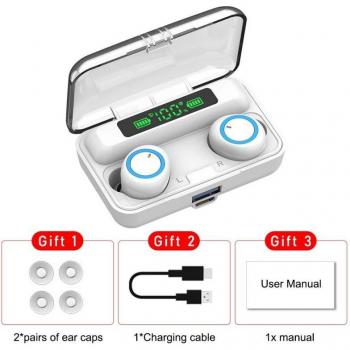 Auriculares TWS Bluetooth 5.1 Impermeables HD Estéreo con Micrófono y Caja de Carga de 2800mAh