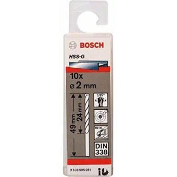 Bosch Professional 2608595051 BSH595051 HSS-G DIN338 2,0x24x49, Silver, 2.0 x 24 x 49 mm
