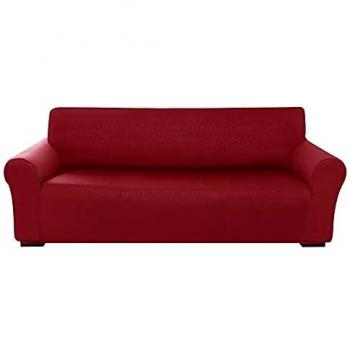 Amazon Brand - Umi Fundas para Sofa 4 Piezas Funda Sofa Diseño Sin Deslizante Ajustado contra Manchas Moderna Elasticas Rojo Oscuro