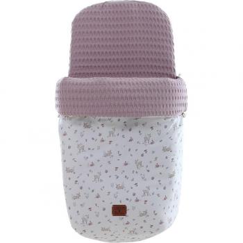 Saco de Capazo Uzturre Bambi Rosa - Saco de capazo con diseño Bambi, color rosa, fabricado en materiales suaves y transpirables, ideal para recién nacidos, incluye acolchado interior y cierre seguro
