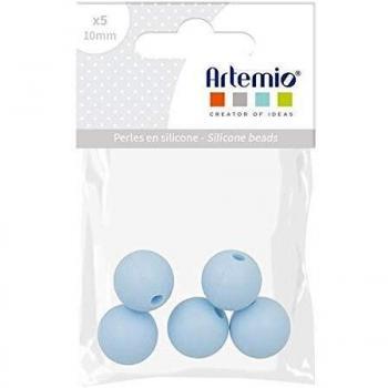 Perlas de Silicona Rojas 10 mm - Azul Pastel - 5 Unidades