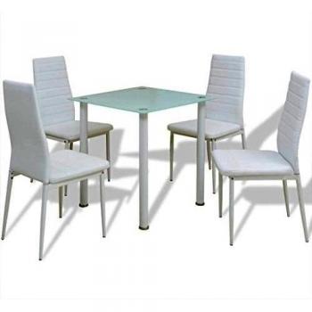 vidaXL Conjunto de mesas y sillas de comedor de cinco piezas blanco