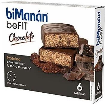 BiManán beFIT - Barritas de Proteína Sabor Chocolate, para Tonificar tu Masa Muscular - Caja de 6 unidades