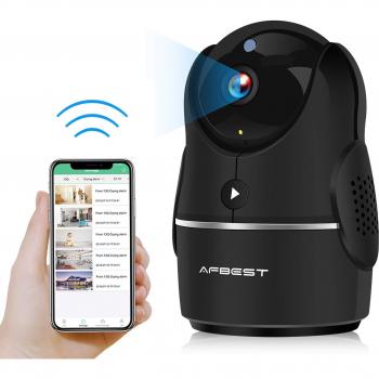 Cámara IP, AFBEST 1080P Cámaras de seguridad inalámbricas con control remoto por infrarrojos con Pan/Tilt/Zoom Detector de movimiento de visión nocturna de audio bidireccional