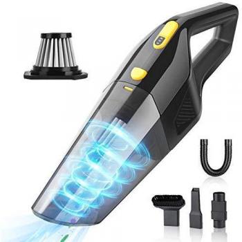 Aspirador de Mano Sin Cable Potente de 7000PA, 2 Modos Aspiradora Inalámbrico Recargable Portátil,Batería de 6600mAh ,Filtro Acero Inoxidable para Casa, Coche, Oficina,Seco y Húmedo,600ml Depósito
