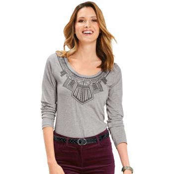 VENCA Camiseta Escote Redondeado y Manga Larga by Vencastyle,Gris VIGORÉ,3XL