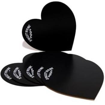 Mantel Individual Set 6 Piezas Corazón Negro Circular 29x29x0.3 MDF