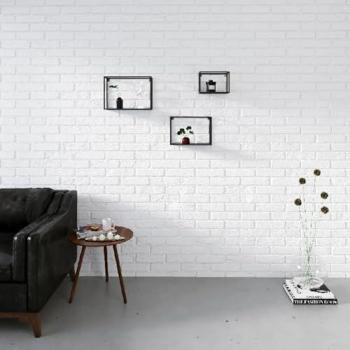 Estante Annamaria de Metal Negro 40x13x25 cm - Juego de 3 Estantes para Libros de Pared