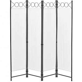 Biombo Separador de 4 Paneles Saragossa 171 x 160 cm Blanco Decorativo para Interiores