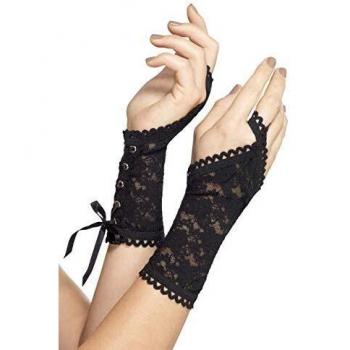 Smiffy'S 45213 Guantes De Encajes, Negro, Tamaño Único