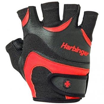 Harbinger FlexFit Wash&Dry Non-Wristwrap Weightlifting Gloves with Flexible Cushioned Leather Palm (Pair), Red/Black, Medium