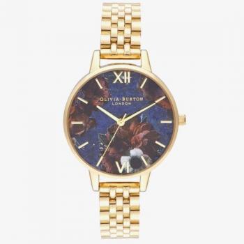 Olivia Burton Demi Lapis Lazuli Floral Dial Gold Plated Bracelet Watch OB16SP13