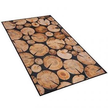 Alfombra Rectangular Moderno Patrón Tronco de Madera Estampado 3D Tejido Marrón 80 x 150 cm