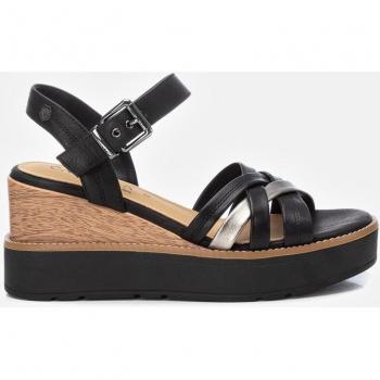 Sandalias de cuña de piel para mujer con cierre de hebilla