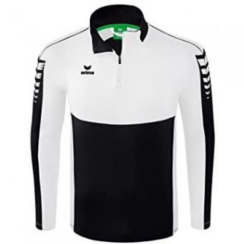 Sudadera con Media Cremallera Erima Six Wings para Entrenamiento - Hombre - Negra y Blanca
