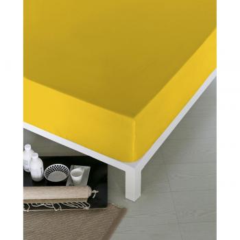 Sábana Bajera Ajustable Naturals de Algodón Extra Suave 144 Hilos - Color Mostaza para Colchones de Hasta 35 cm - Cama 180 x 190/200 cm