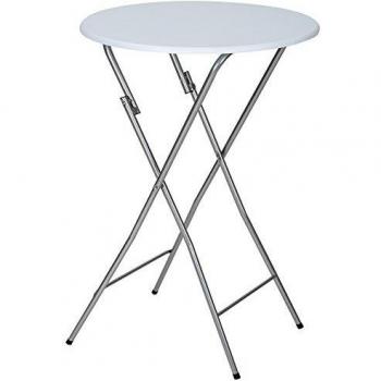 Mesa Auxiliar Plegable de Acero Blanca - Mesa Bistro de Uso Diverso (Cocinas, Jardines, Terrazas) | Altura Aproximada: 110 cm | Fácil de Montar y Transportar