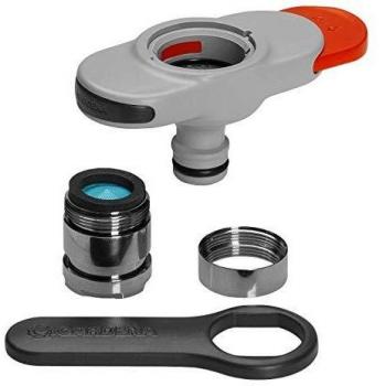 Conector GARDENA para grifos de interior: Conexión para grifos de interior, incl. adaptador para aireador, llave para una instalación sencilla, para cocina y baño