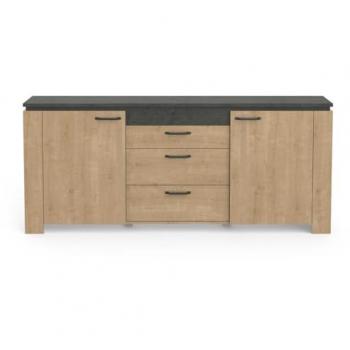 Buffet 2 puertas 3 cajones roble y gris antracita Austin - L203,80 cm