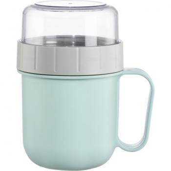 Taza Térmica de Cereales y Yogur 500+200ml con Asa, Cierre de Rosca, Apta para Lavavajillas - Color Azul Pastel