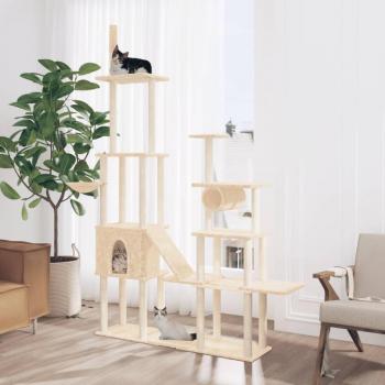 Rascador para gatos con postes de sisal color crema 279 cm