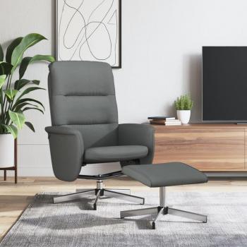 Sillón reclinable con reposapiés de tela en gris claro, gris oscuro y negro - Sillón cómodo para dormitorio, silla relax y sofá