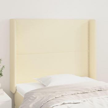 Cabecero Oreja Cuero Sintético Crema 93x16x118/128 cm
