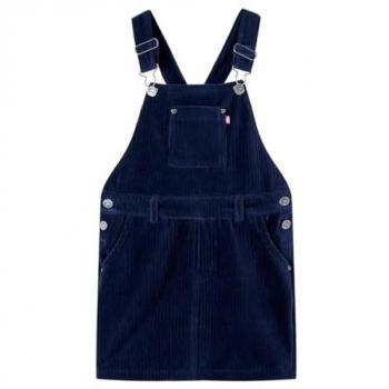 Vestido Infantil Pana Azul Marino con Tirantes Ajustables y Bolsillos 128
