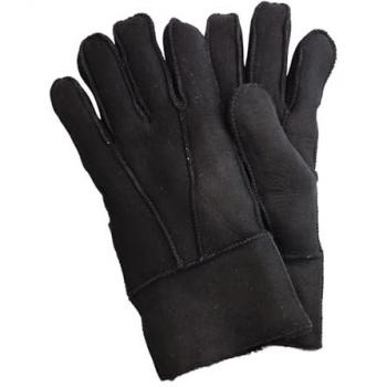 Infinity Leather Unisex Black Sheepskin Suede Gloves with Adjustable Cuff - Size 2XL