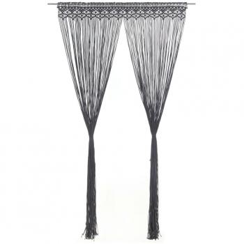 Cortina de macramé algodón gris antracita 140x240 cm