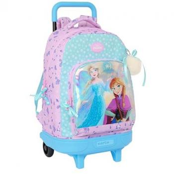 Mochila Escolar con Ruedas Frozen Cool Days Violeta Azul cielo 33 x 45 x 22 cm - Mochila Grande con Ruedas Compacta Extraíble, Ideal para Niños de Diferentes Edades, Cómod