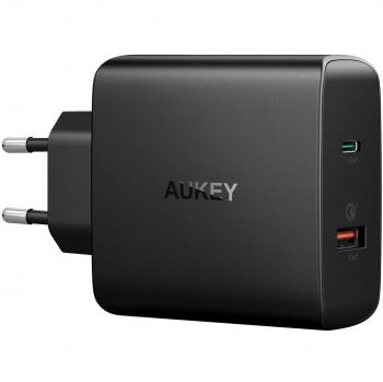AUKEY USB C Cargador de Red con 30W Power Delivery 3.0 & Quick Charge 3.0 para MacBook / Air,Samsung Galaxy S8 / S8+ / Note8, Google Pixel XL, iPhone XS / XS Max / XR, iPad Air/Pro y más