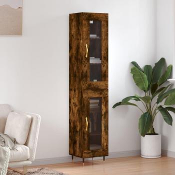 Aparador de madera contrachapada roble ahumado 34,5x34x180 cm marrón vidaXL