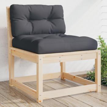 Sofá de jardín sin reposabrazos y cojines de madera maciza de pino, dimensiones 63,5x73x78 cm, color marrón