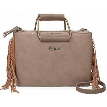 Pepe Jeans Fringe Bolso de Mano Marrón 25x17 cms Piel Sintética