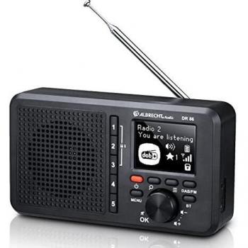 Albrecht DR 86 Personal Digital Negro - Receptor de radio digital DAB+, FM, pantalla LCD, sintonización automática, altavoz integrado, salida para auriculares, alimentación por batería o adaptador de corriente