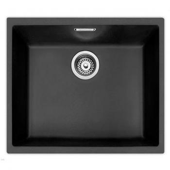 Mepamsa Square 40.50 Fregadero de Cocina Sintético Negro 50cm con 1 Cubeta y 1 Escurridor Bajo Encimera