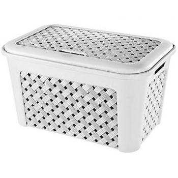 Tontarelli Cesta Arianna con Tapa Modelo Blanco, 45 litros