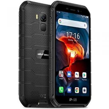 Móvil Resistente (2020), Ulefone Armor X7 Pro Android 10 4G Teléfono Móviles Antigolpes IP68, Batería 4000 mAh, Fotografía Submarina, Quad-Core 4GB+32GB, Dual SIM/GPS/NFC, Desbloqueo Facial Negro