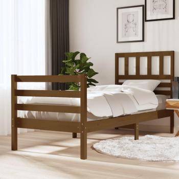 Estructura de cama madera maciza marrón miel 90x200 cm