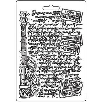 Stamperia International Stamperia-Molde Suave-Deseo-Guitarra, Blanco, A5