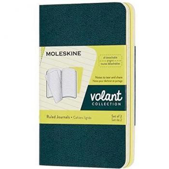 Moleskine QP701K31M20 Cuadernos de rayas volantes XS, Pine Green/Lemon Yellow