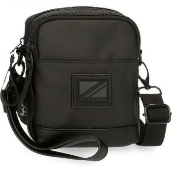 Bandolera Pepe Jeans Hoxton Negra con Dos Compartimentos y Correa Ajustable