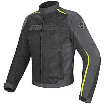 Dainese-HYDRA FLUX D-DRY Chaqueta, Negro/Dark-Gull-Gris/Fluo-Amarillo, Talla 64